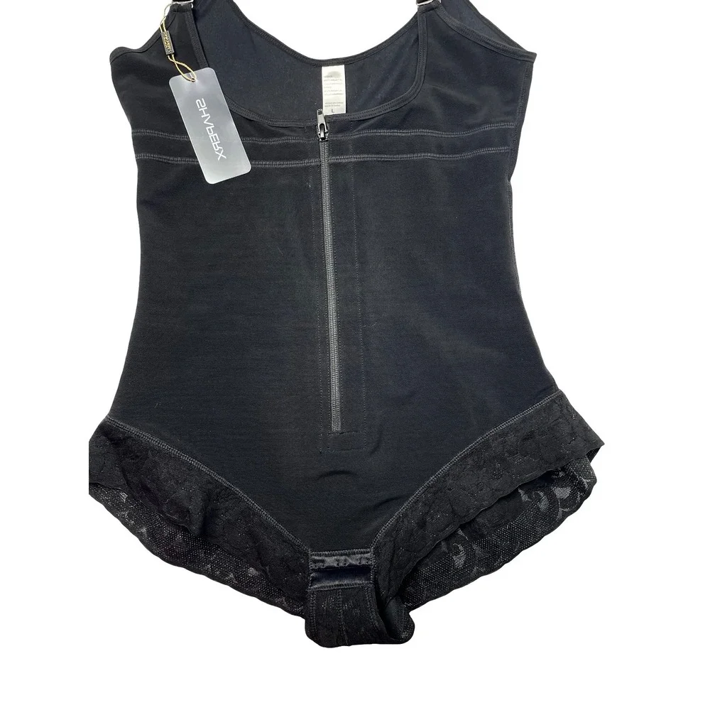 NEW Shaperx Colombian Firm Tummy Control Faja Zip & Hooks bodysuit Size L black